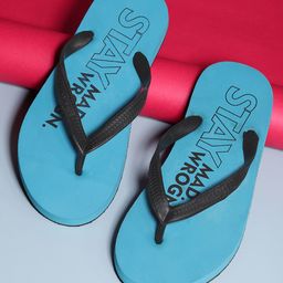 WROGN Men Black & Blue Typography Print Thong Flip-Flops-picture-14