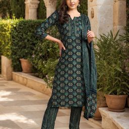 KALINI Ethnic Motifs Printed Kurta & Trousers With Dupatta-picture-24