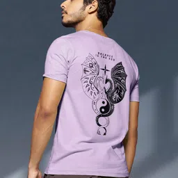 Bewakoof Purple Graphic Printed Round Neck Cotton T-shirt-picture-46