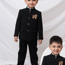 LITTLE COLLARS Boys Single-Breasted Mandarin Collar 3-Piece Suit-picture-21