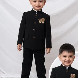 LITTLE COLLARS Boys Mandarin Collar Single-Breasted 3-Piece Suit-picture-16
