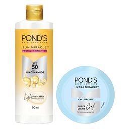 Ponds Set of Hydra Miracle Gel Moisturiser 200ml & Sun Miracle Light Body Lotion 90ml-27