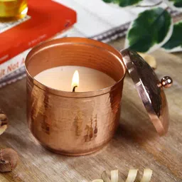 HOSLEY Copper-Toned Textured Fragranced Metal Jar Candle-20