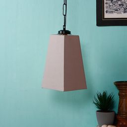 Devansh Grey & Black Solid Traditional Cotton Pyramid Hanging Light-6