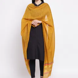 SHINGORA Mustard Yellow Woven Design Antimicrobial Sustainable Dupatta-picture-24