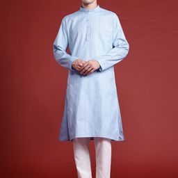 MANQ Men Striped Pure Cotton Kurta with Pyjamas-image-61