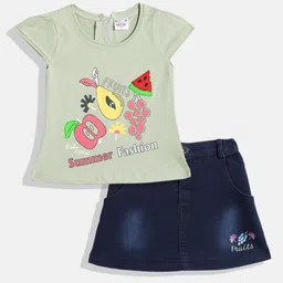 BABYMAX Infant Girls Printed Pure Cotton T-shirt with Skirt-picture-48