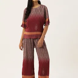 MISRI Ethnic Print Accordion Pleated Ethnic Co-Ords-image-48