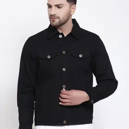 Style Quotient Men Black Solid Denim Jacket-image-97