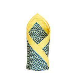 Alvaro Castagnino Yellow & Blue Printed Pocket Square-image-54