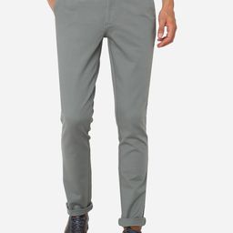 JADE BLUE Men Grey Pure Cotton Slim Fit Regular Trousers-image-91