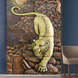 999Store Brown & Gold-Toned Tree & Golden Angry Tiger Mural Wal Stickers-picture-20