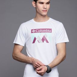 Columbia Men White Brand Logo Printed Slim Fit Outdoor Omni-Wick Hiking T-shirt-image-42