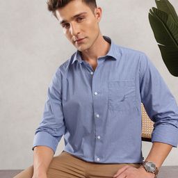 Nautica Men Premium Slim Fit Micro Checked Pure Cotton Casual Shirt-picture-15