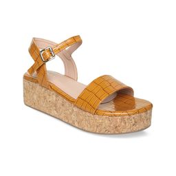 VALIOSAA Women Mustard Yellow Textured Heels-18