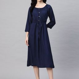 Cottinfab Solid A-Line Midi Dress-image-102