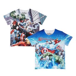 Marvel by Wear Your Mind Boys Pack Of 2 White & Blue Printed Round Neck T-shirts-image-105
