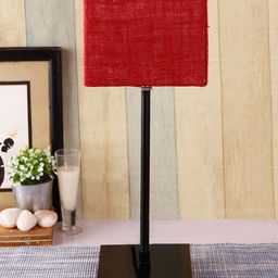 Devansh Maroon & Black Solid Contemporary Handcrafted Square Table Lamp-1