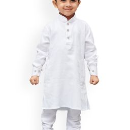 JBN Creation Boys White Solid Kurta with Churidar-45