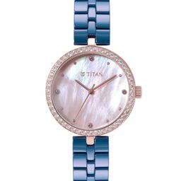 Titan Women Purple Mother of Pearl Ceramic Bracelet Style Analogue Watch 95215KC03-Pink-image-71