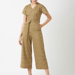 Miss Chase Women Olive Green Printed Culotte Jumpsuit-image-90