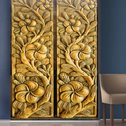 999Store Gold-Toned Flowers And Leaves Mural Self-Adhesive Wallpaper-picture-12