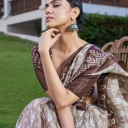 KALINI Ikat Saree With Blouse Piece-image-8