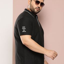 Sztori Men Plus Size Polo Collar Typography Printed Bio Finish T-shirt-picture-6