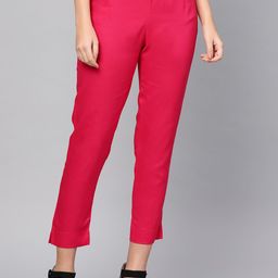 Varanga Women Pink Straight Fit Regular Trousers-picture-21