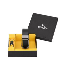 Pacific Gold Men Black & Silver-Toned Leather Accessory Gift Set-image-98