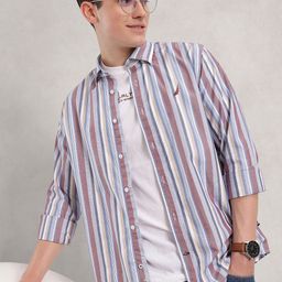 Nautica Classic Striped Button-Down Collar Pure Cotton Casual Shirt-image-23