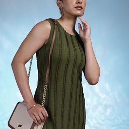bebe Self Design Sheath Midi Dress-image-18