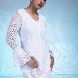 bebe Bell Sleeve Lace Sheath Dress-image-5