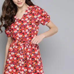 Mast & Harbour Women Red & Blue Floral Print Playsuit-picture-31