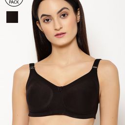 Floret Pack Of 2 Black Solid Non-Wired Non Padded Everyday Bras T3033-25