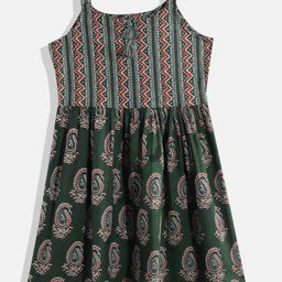 Indo Era Ethnic Motifs Print Cotton A-Line Dress-image-83