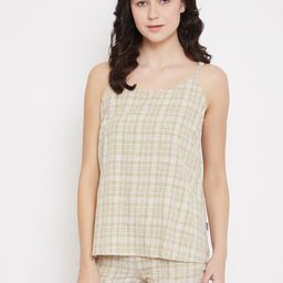 Crimsoune Club Women Beige Checked Night suit-image-36