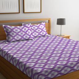 Cortina Multicoloured Abstract 144 TC Cotton 1 Queen Bedsheet with 2 Pillow Covers-13