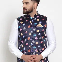 KLOTTHE Printed Cotton Blend Nehru Jacket-image-30
