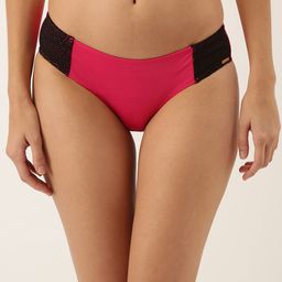Amante Women Women Pink & Black Colorblocked Swim Bikini Briefs SWB17620-Cherry Pink-image-86