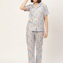 bedgasm Women Grey Printed Night suit with Eye Mask-image-102