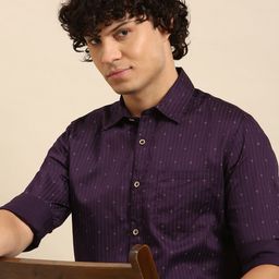 Sangria Striped Cotton Printed Casual Shirt-image-57