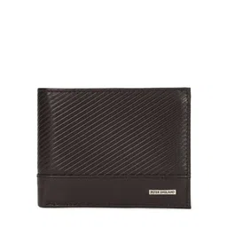 Peter England Men Brown Textured Leather Two Fold Wallet-picture-11