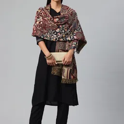SWI Stylish Floral Aari Embroidered Pure Wool Shawl-picture-10