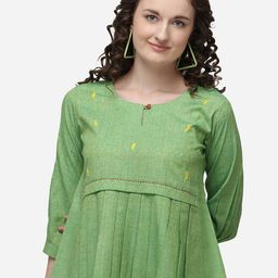 RAISIN Women Green & Yellow Cotton Peplum Tunic-picture-45
