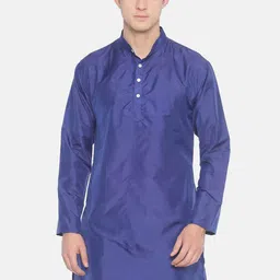 Sethukrishna Men Navy Blue Solid Straight Kurta-image-95