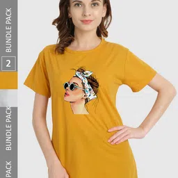 CHOZI Pack Of 2 Printed Cotton Bio Finish T-shirt-image-92