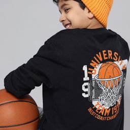 HERE&NOW Boys Black Printed Pure Cotton Sweatshirt-image-11