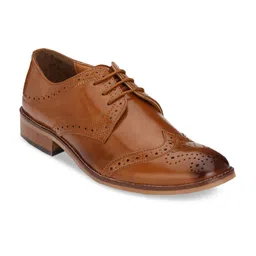 Hirels Men Tan Brown Textured Formal Brogues-image-66
