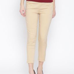 Rangriti Women Beige Solid Cropped Trousers-image-15